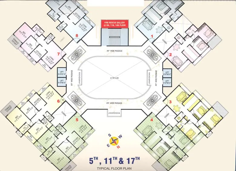 5th, 11th and 17th Floor Plan