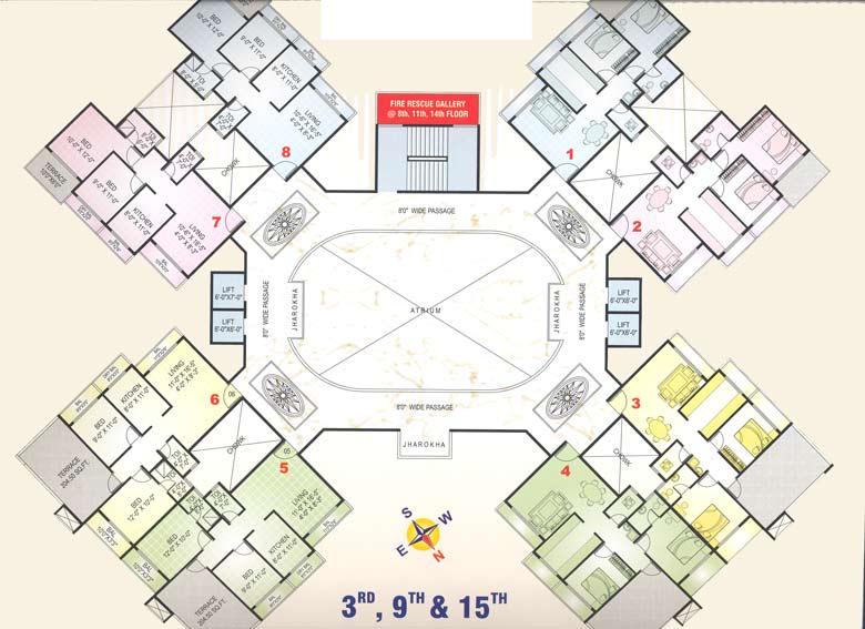 3rd 9th and 15th Floor Plan