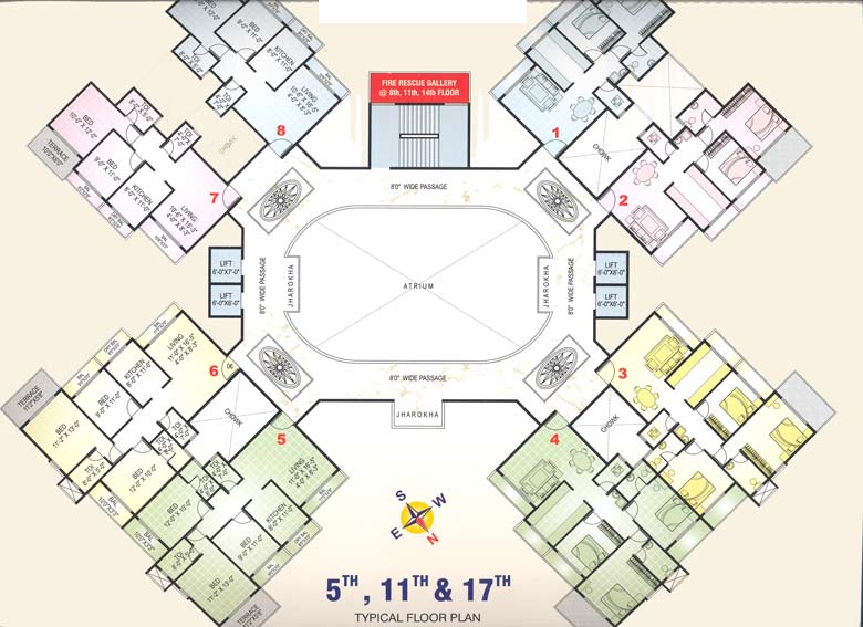 5th, 11th and 17th Floor Plan