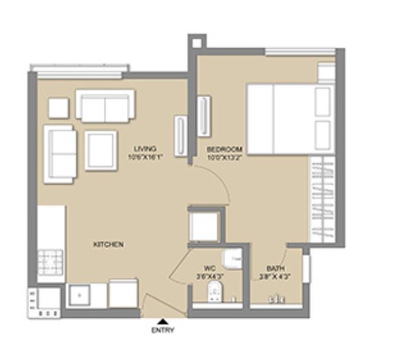 Lodha Codename RAREGEM 1BHK Plan