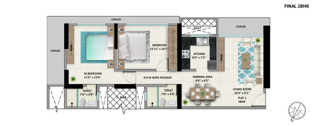 Mittal Sky31 2BHK Plan
