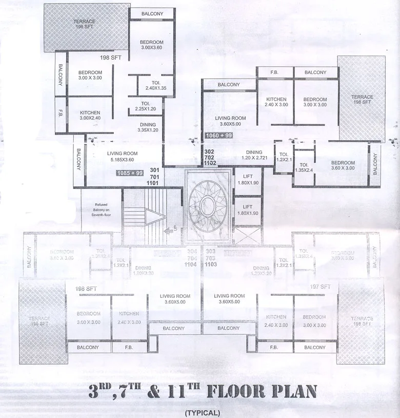 3rd,7th and 11th Floor Plan