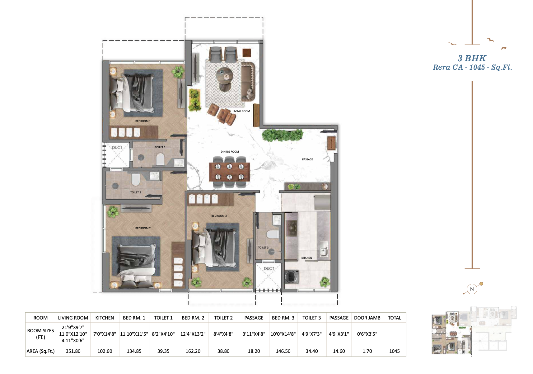 Floor Plan 3 BHK