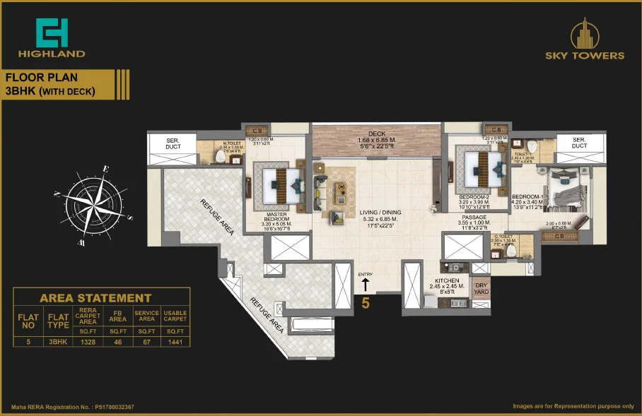 3 BHK with Deck