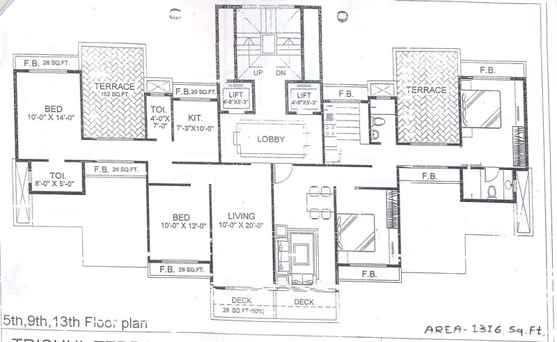 5th, 9th and 13 Floor Plan
