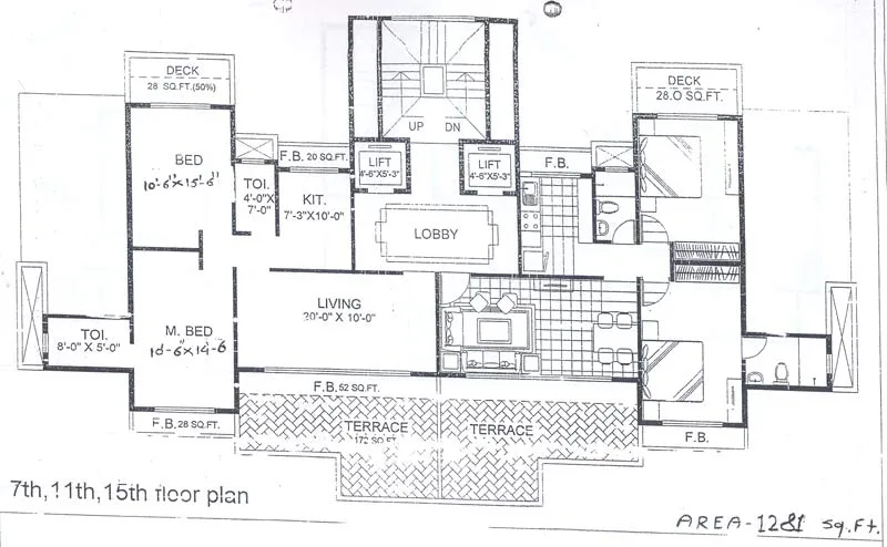 7th, 11th and 15th Floor Plan