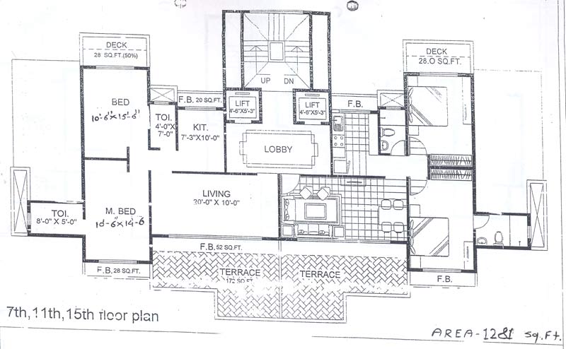 7th, 11th and 15th Floor Plan