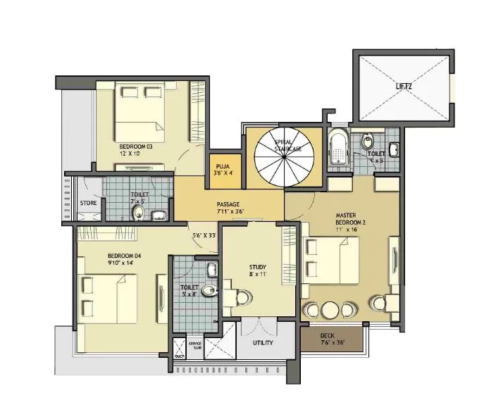 Duplex Garden Residence (Upper Floor Plan)