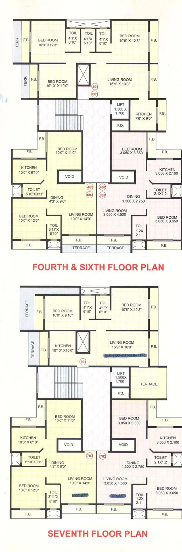 4th, 6th and 7th Floor Plan