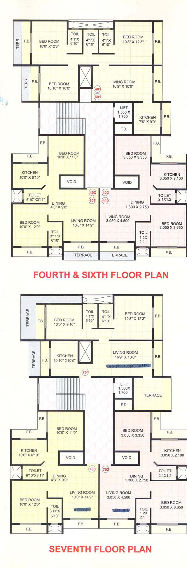 4th, 6th and 7th Floor Plan