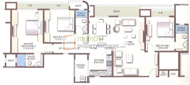 3 BHK Flats on Rent in Jade Gardens, Bandra East