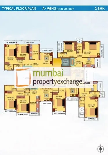 A Wing- 1st to 5th floor plan
