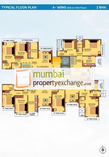 A Wing- 8th-13th floor plan