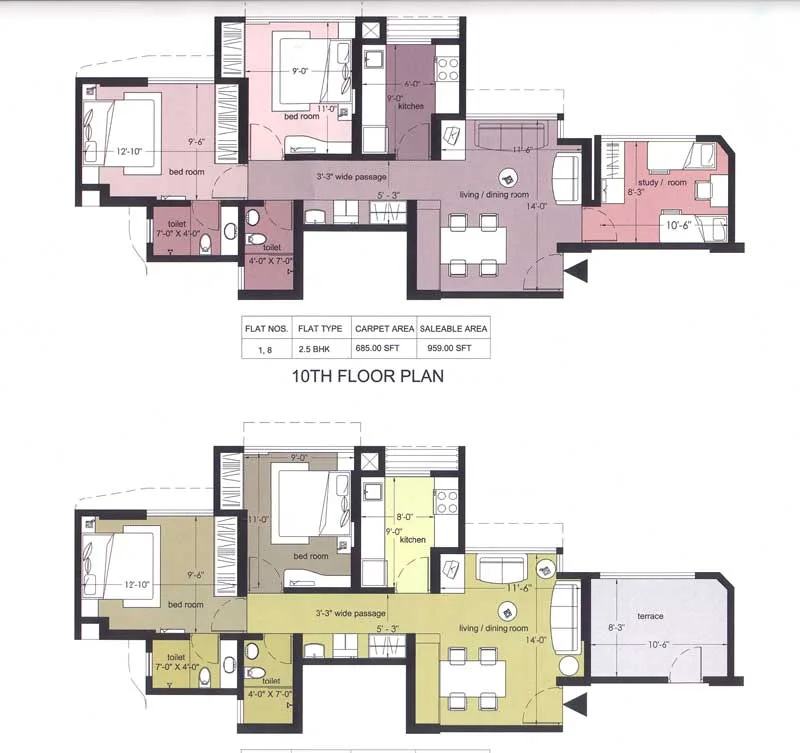 10th and 11th Floor Plan
