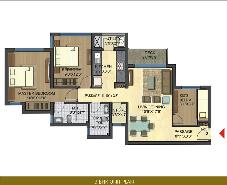 Unit Plan 3 BHK