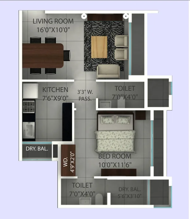 Unit Plan 1BHK