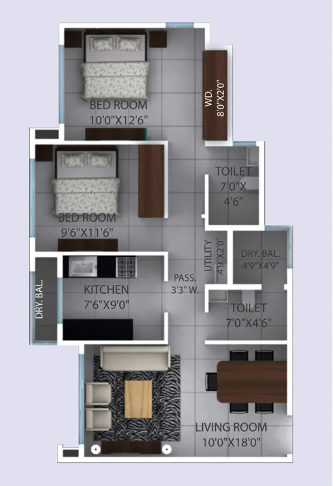 Unit Plan 2 BHK
