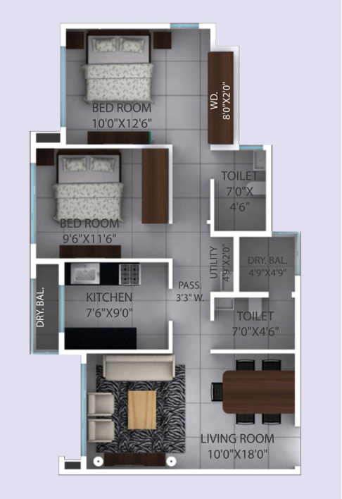 Unit Plan 2 BHK