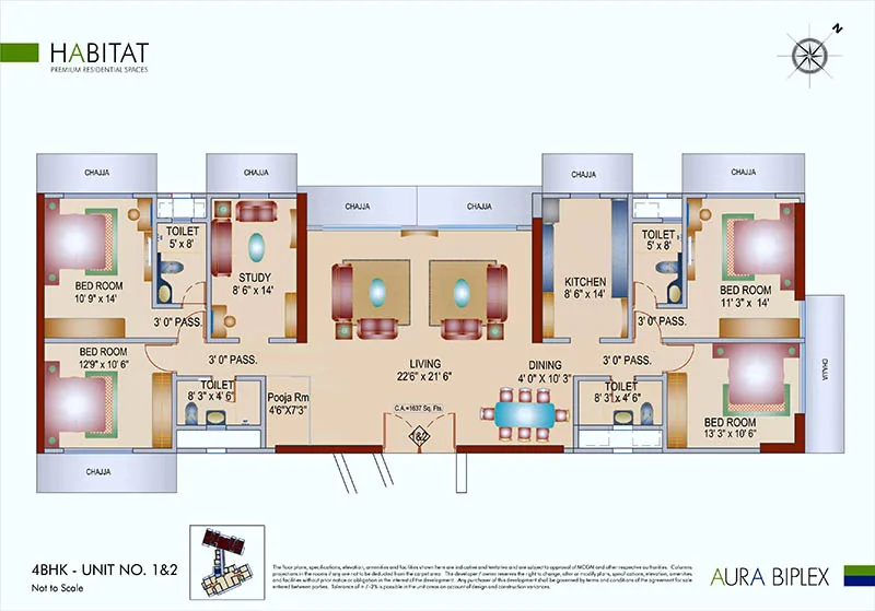 Habitat Flat No. 4 - 3 Bhk Plan