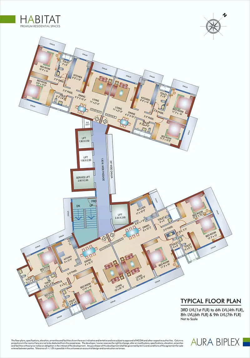 Habitat Typical Floor Layout Plan (3rd to 6th, 8th, 9th - Level)