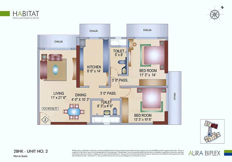 Habitat Flat No. 2 - 2 Bhk Plan