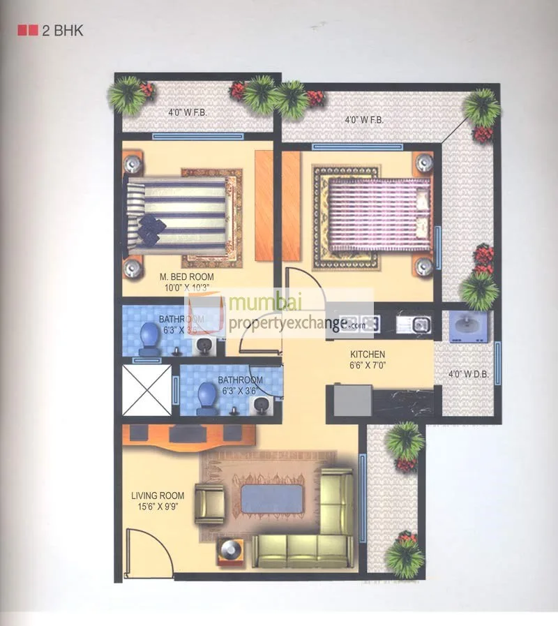 2BHK Floor Plan