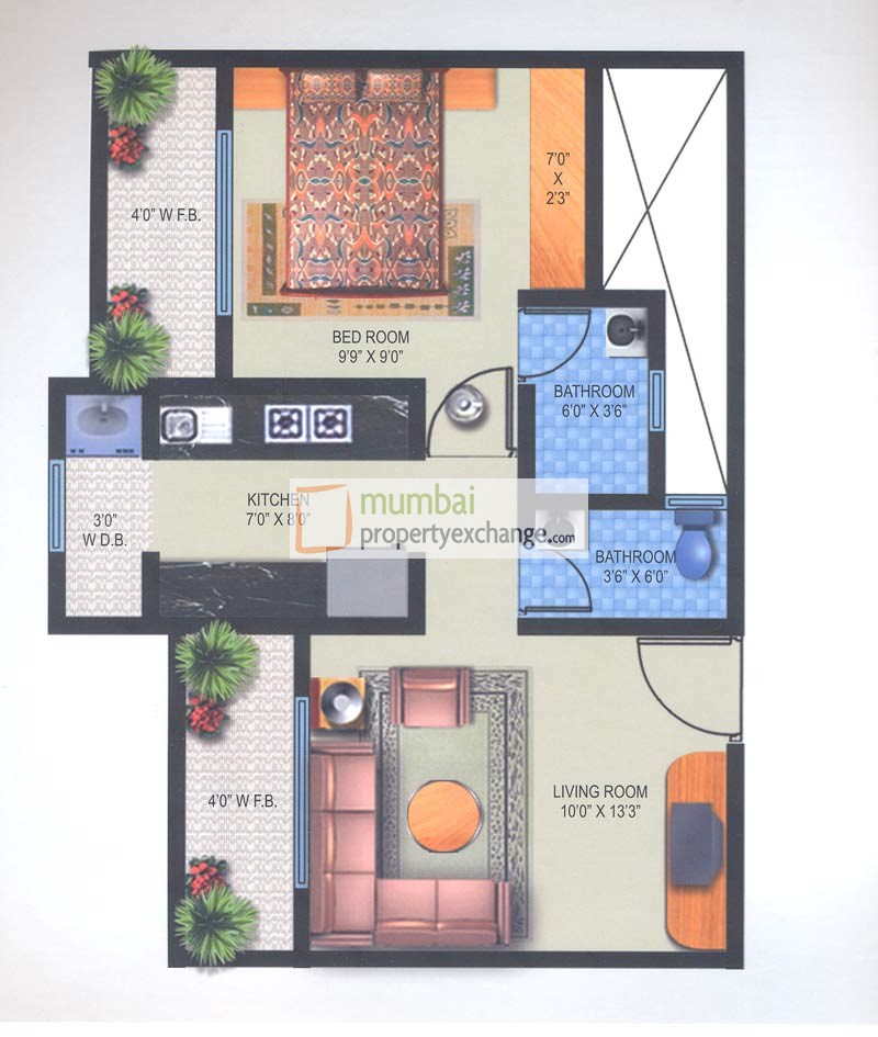 1BHK Floor Plan