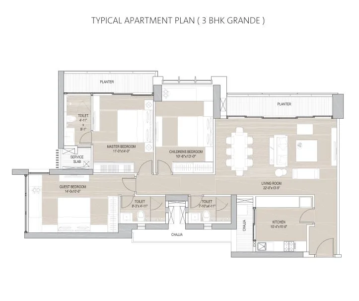 Oberoi Exquisite Typical 3BHK Grande