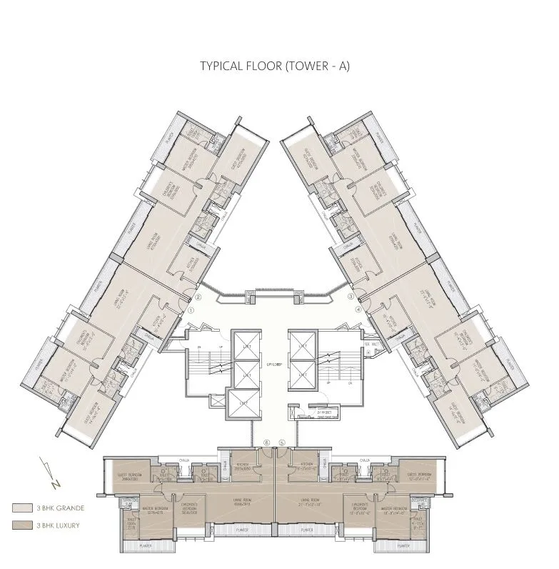 Oberoi Exquisite Typical Floor Plan Tower A