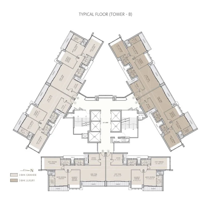 Oberoi Exquisite Typical Floor Plan Tower B