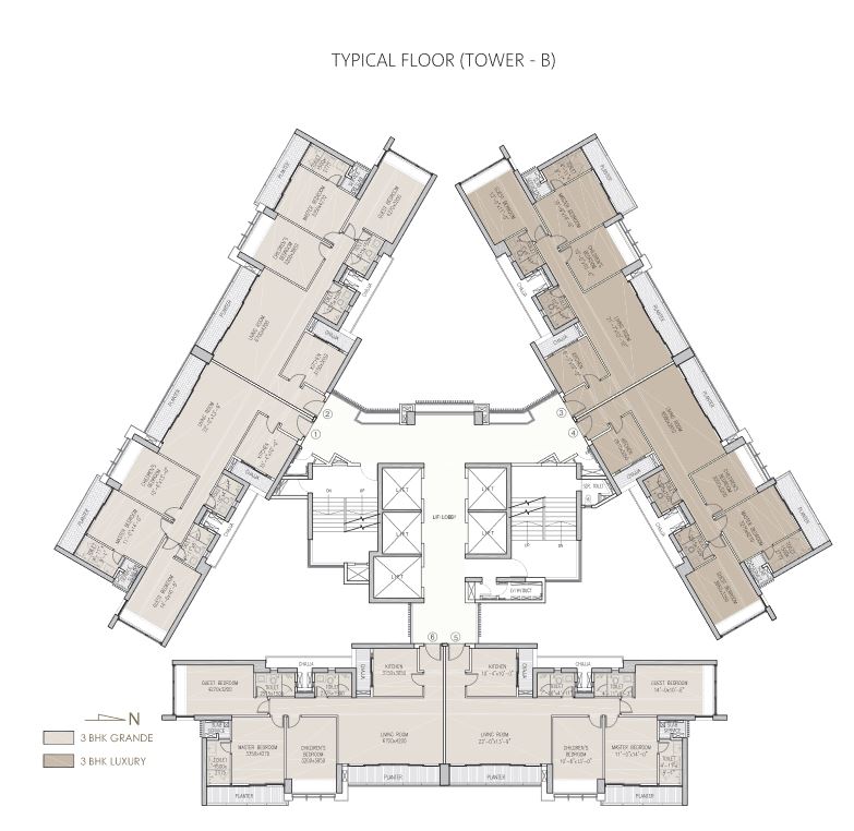 Oberoi Exquisite Typical Floor Plan Tower B