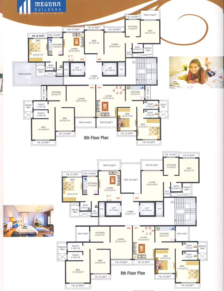 8th and 9th Floor Plan