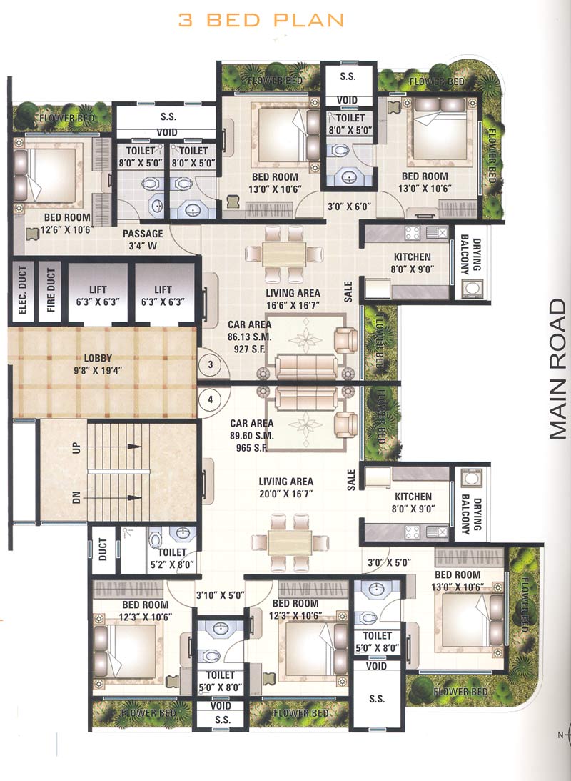 3 BHK Floor Plan