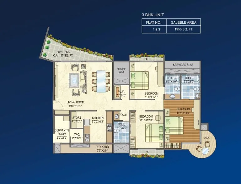 Orion 3BHK Unit Plan