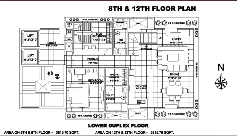 8th and 12th Floor Plan