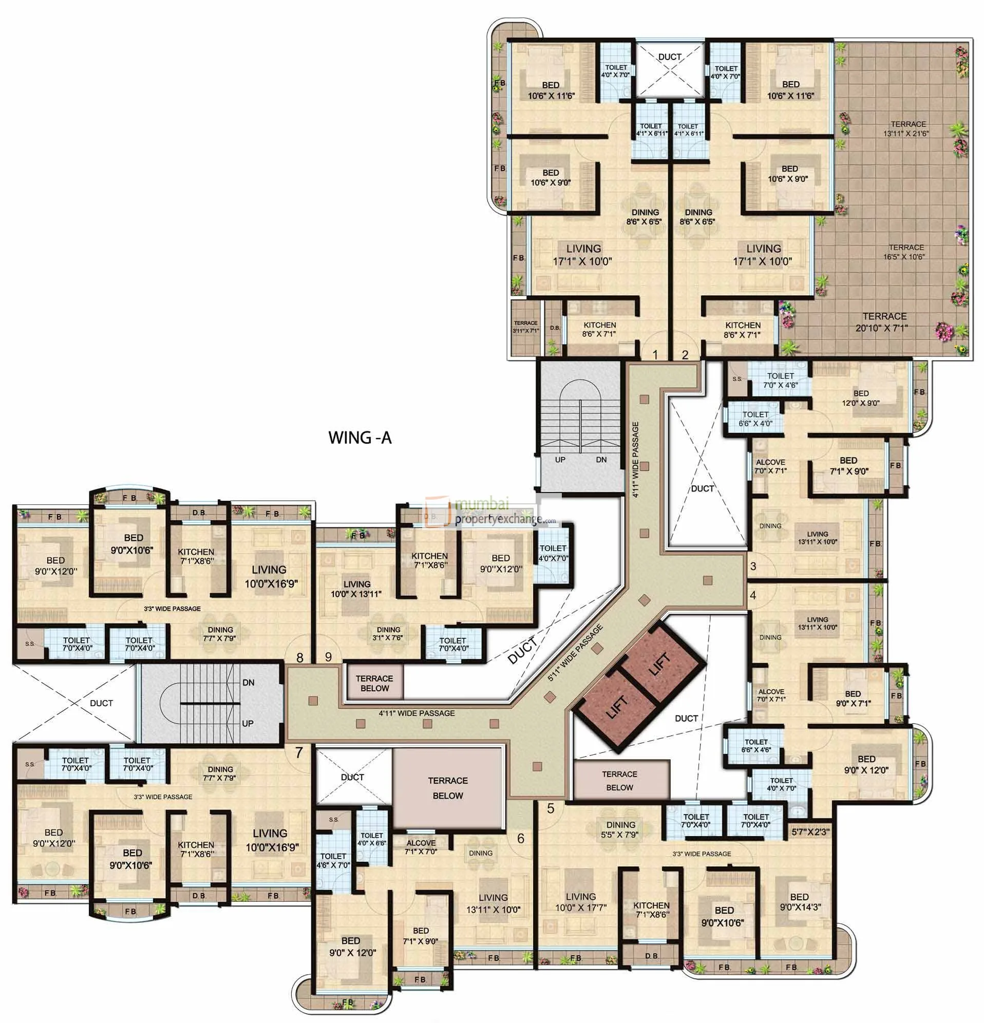A wing 2nd floor plan