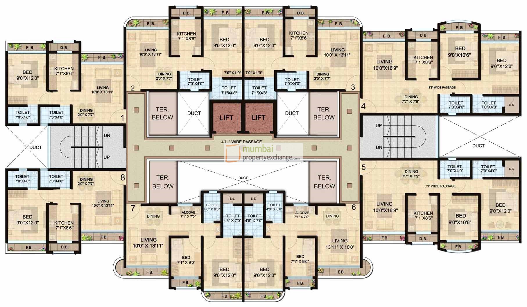 B wing 2nd floor plan