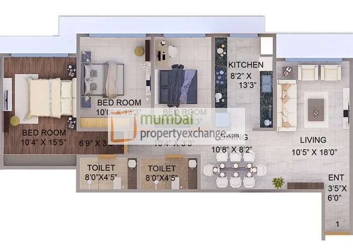 2.5 BHK Floor Plan