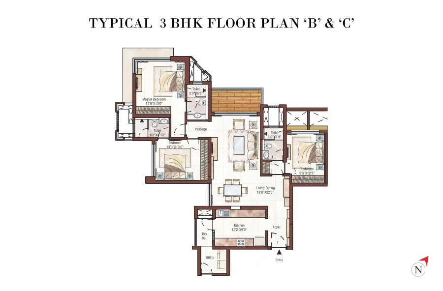 Ashford Royale 3BHK Plan B-C