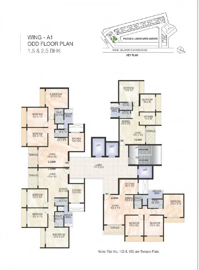 Green World Wing A1 Odd Typical floor Plan