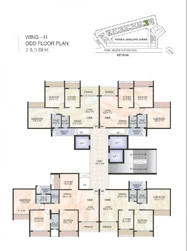 Green World Wing H Odd Typical floor Plan
