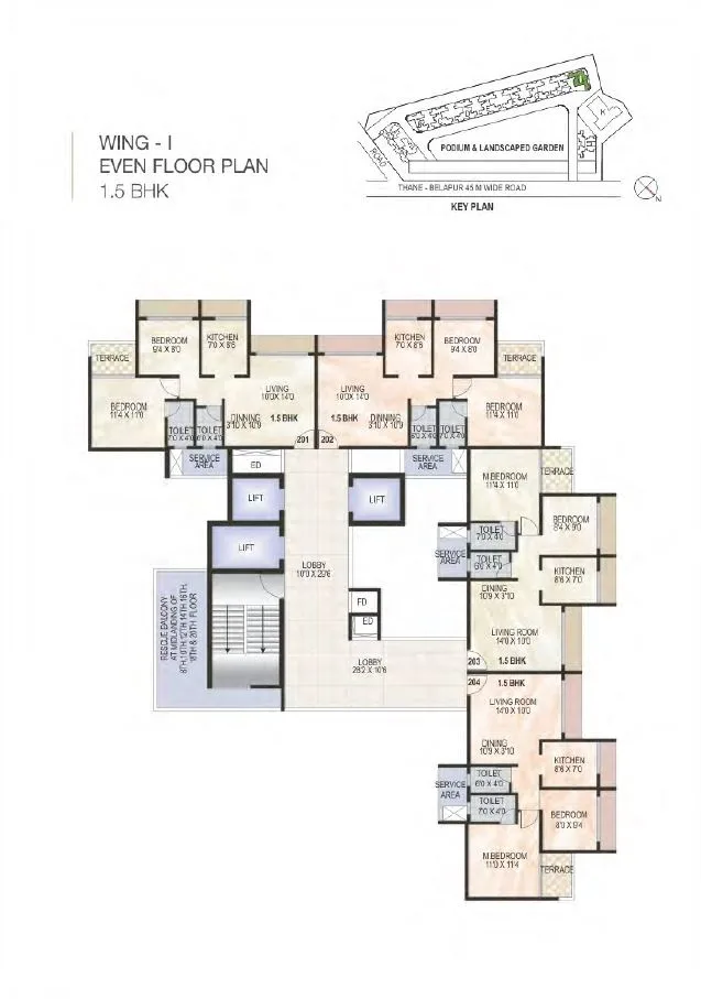 Green World Wing I Even Typical floor Plan