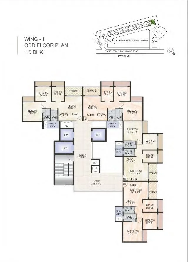 Green World Wing I Odd Typical floor Plan