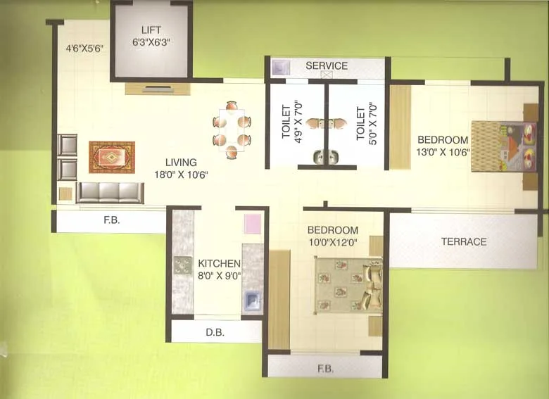 2 bhk Plan 2