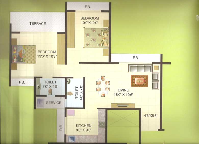2 bhk Plan 1