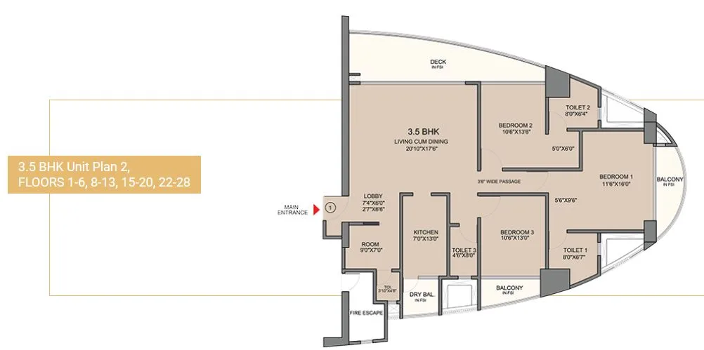 SIgnia High 3.5BHK Unit 2 Plan