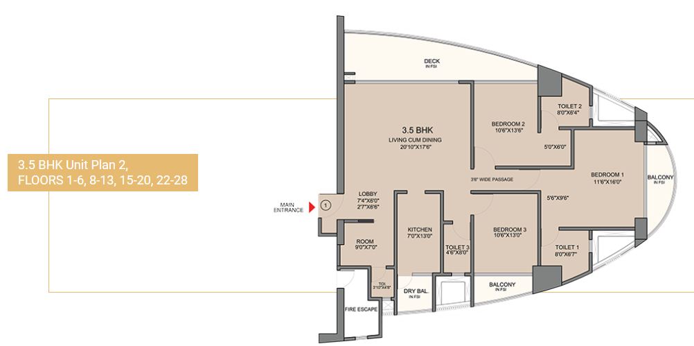 SIgnia High 3.5BHK Unit 2 Plan