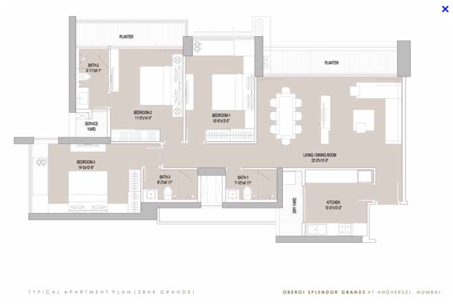 3 BHk Unit Plan