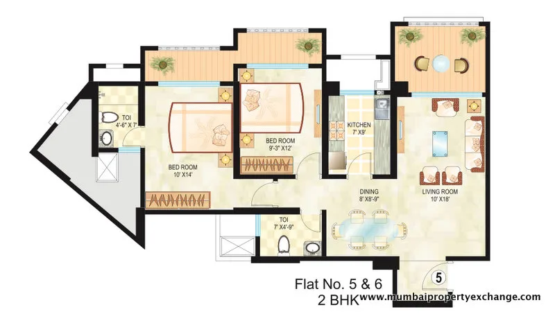 2BHK 5th & 6th floor plan