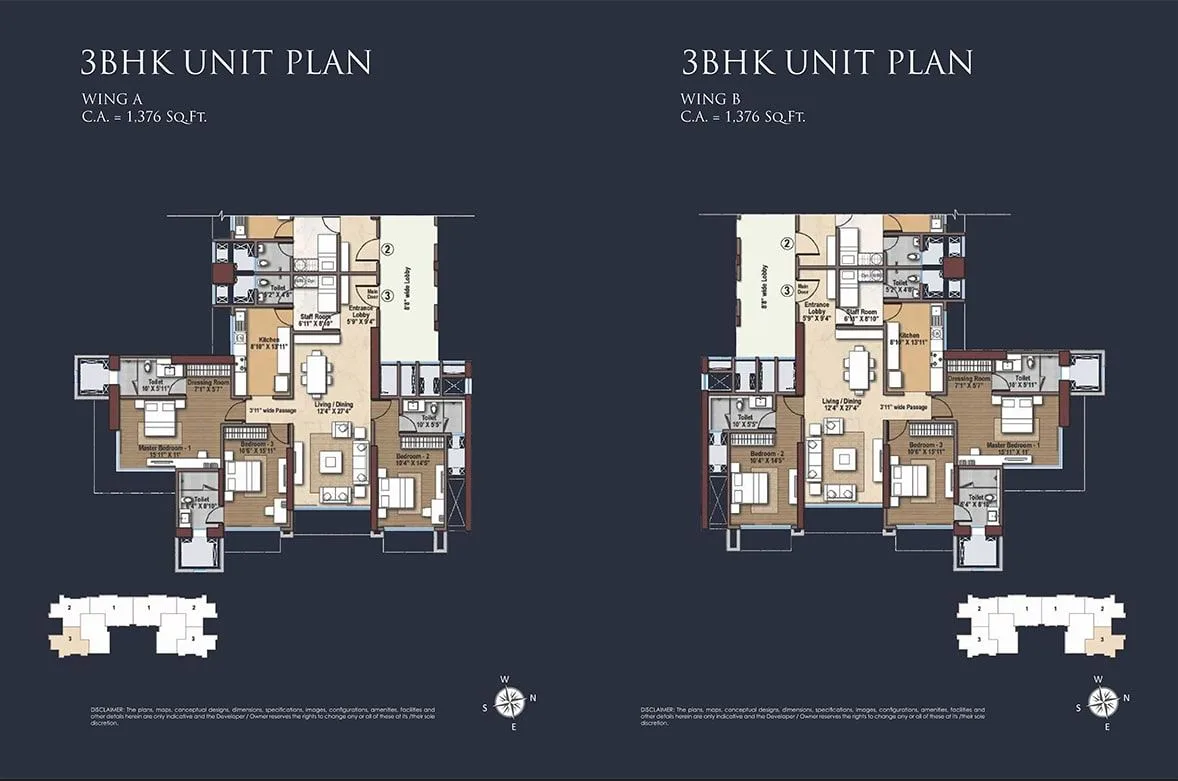 Raheja Imperia 3BHK Unit Plan A-B